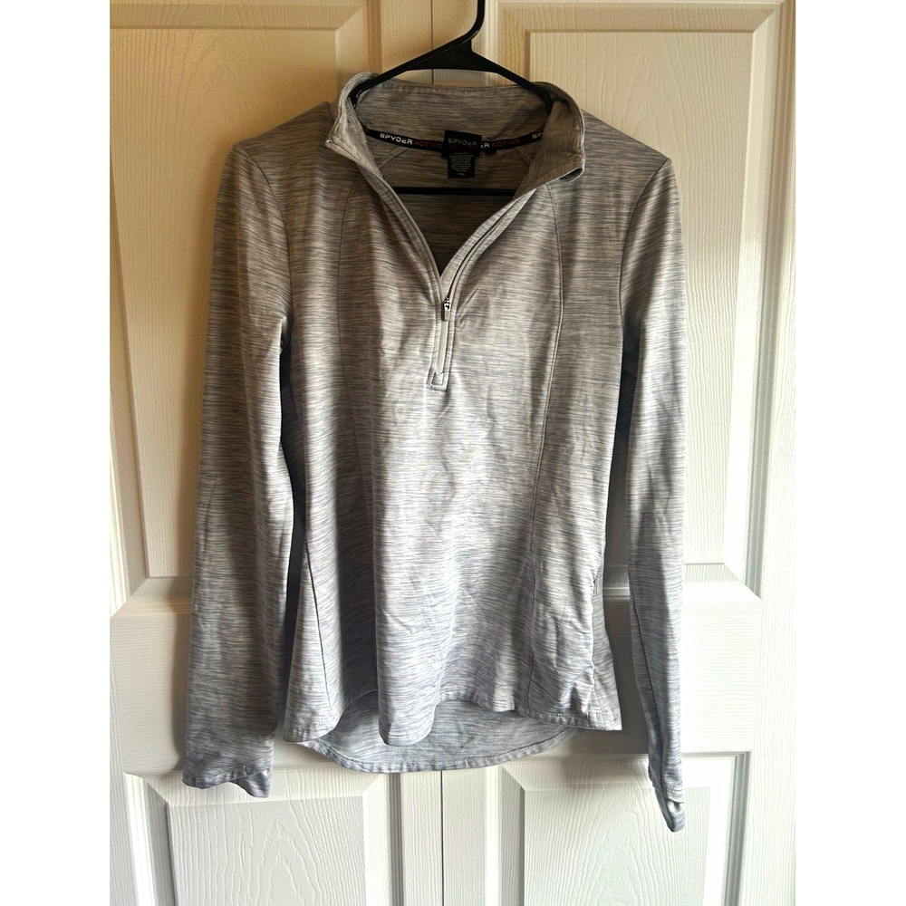 Spyder Active Women's Heather Gray 1/4 Zip Mock Neck Stretch Pullover M
